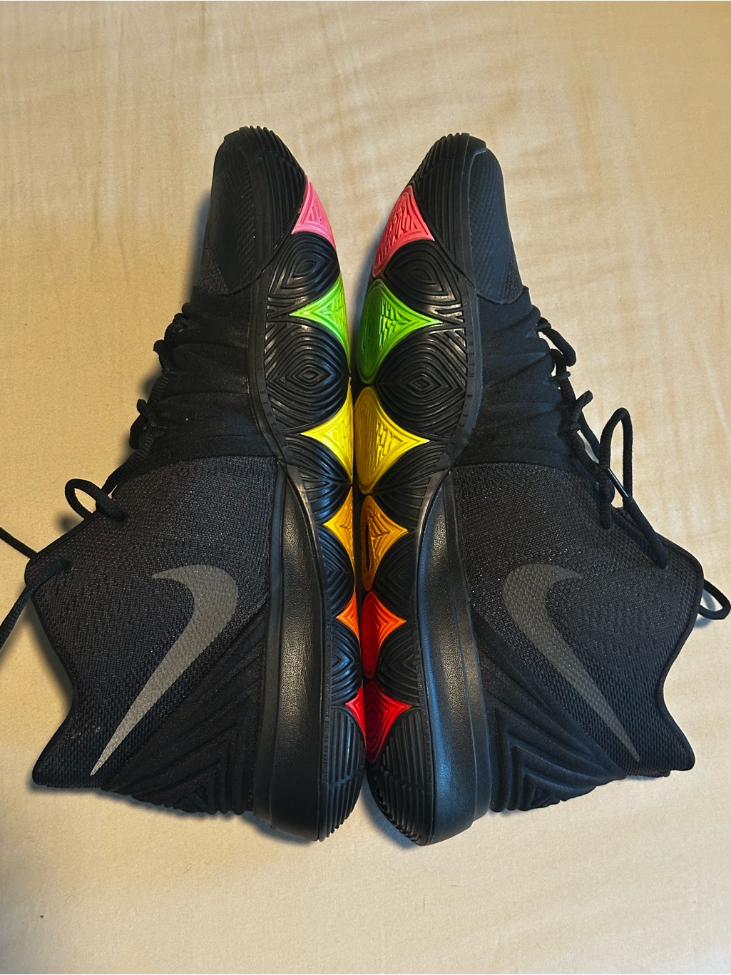 Kyrie Nike Black Basketball Sneakers With Rainbow Sole Accents